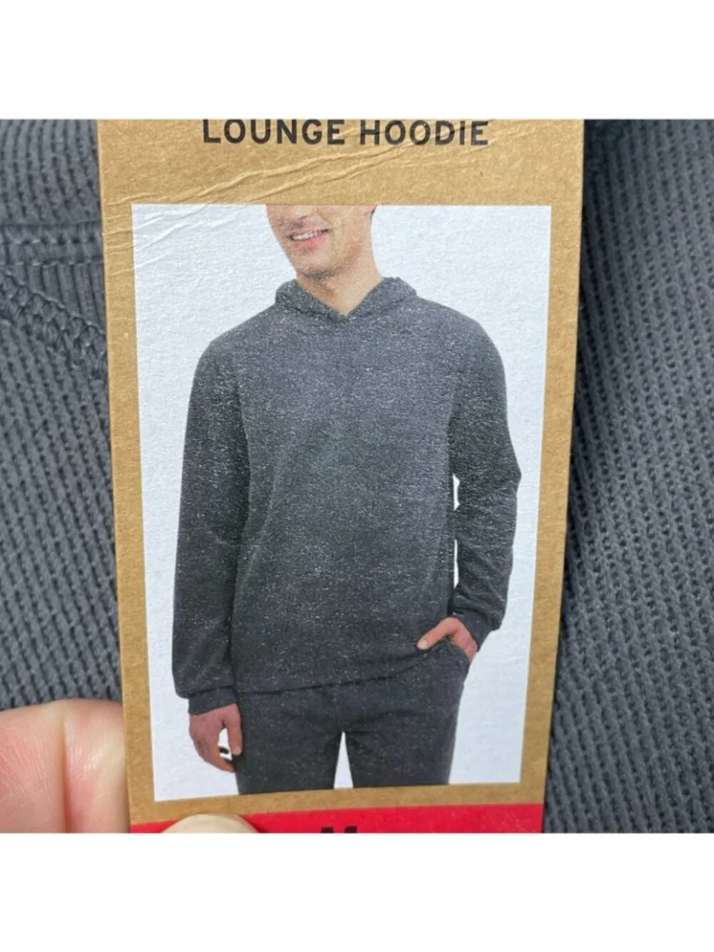 Eddie Bauer Men's Medium Gray Textured Lounge Hoodie Polyester Blend e1515